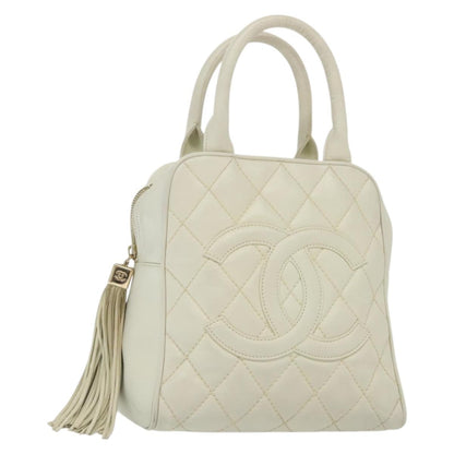 Chanel Coco Mark, White, Leather, handbag