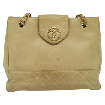 Chanel, Beige, Leather, shoulder