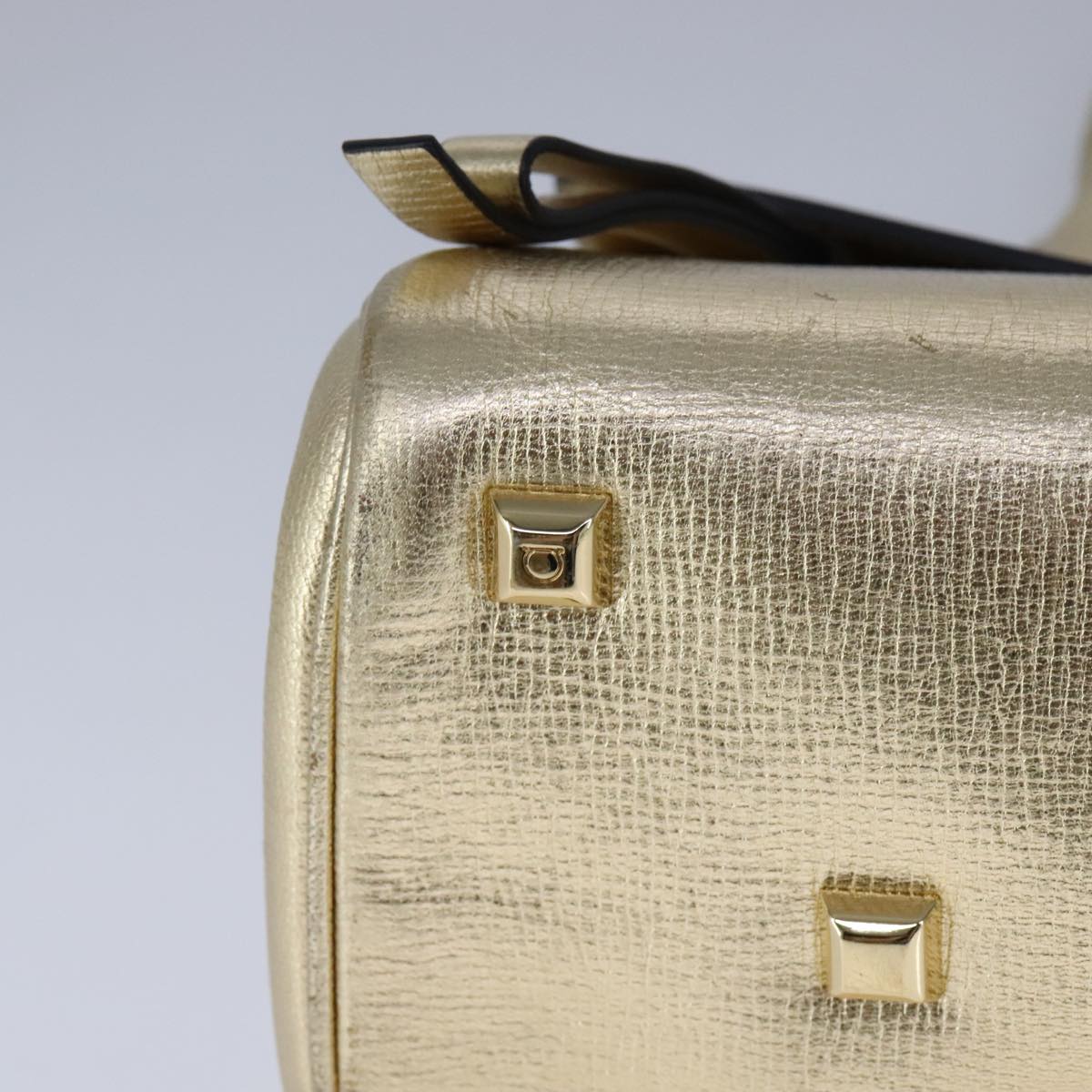 Salvatore Ferragamo Gancini, Gold, Leather, handbag