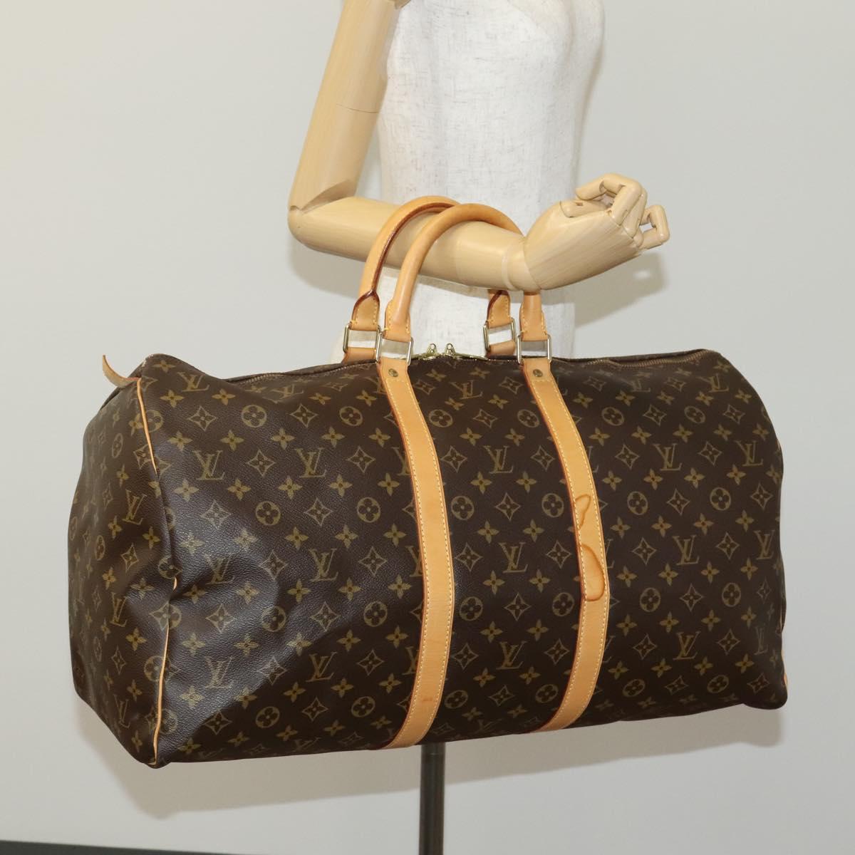 Louis Vuitton Keepall 55, Brown, Canvas, travel