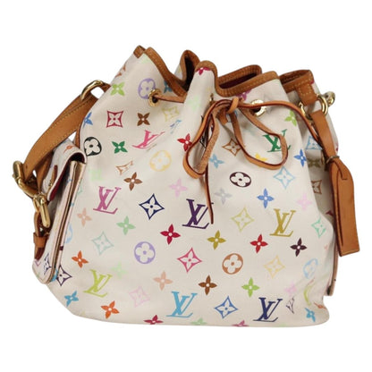 Louis Vuitton Petit Noé, White, Canvas, shoulder