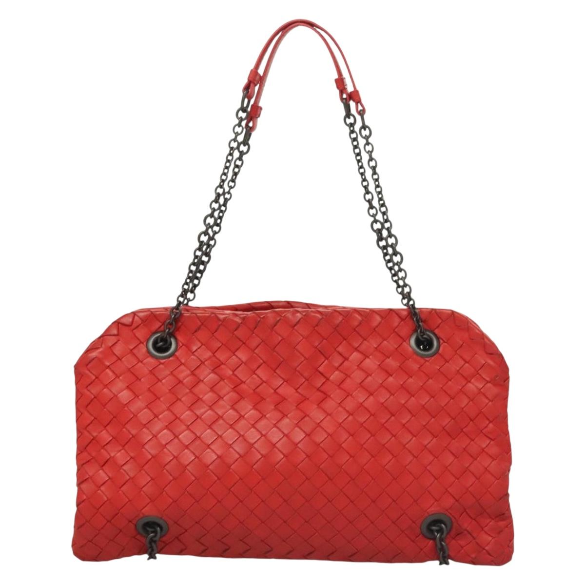 Bottega Veneta Intrecciato, Red, Leather, shoulder