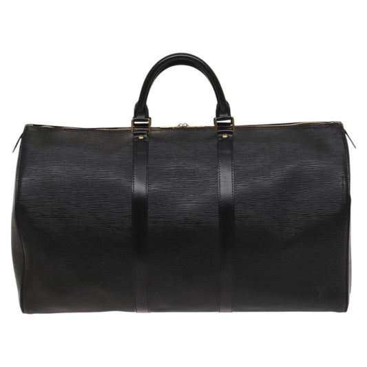 Louis Vuitton Keepall 50, Black, Leather, travel