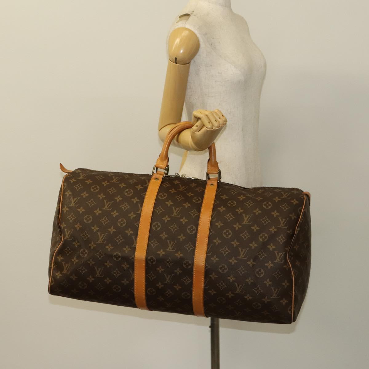 Louis Vuitton Keepall 55, Brown, Canvas, travel