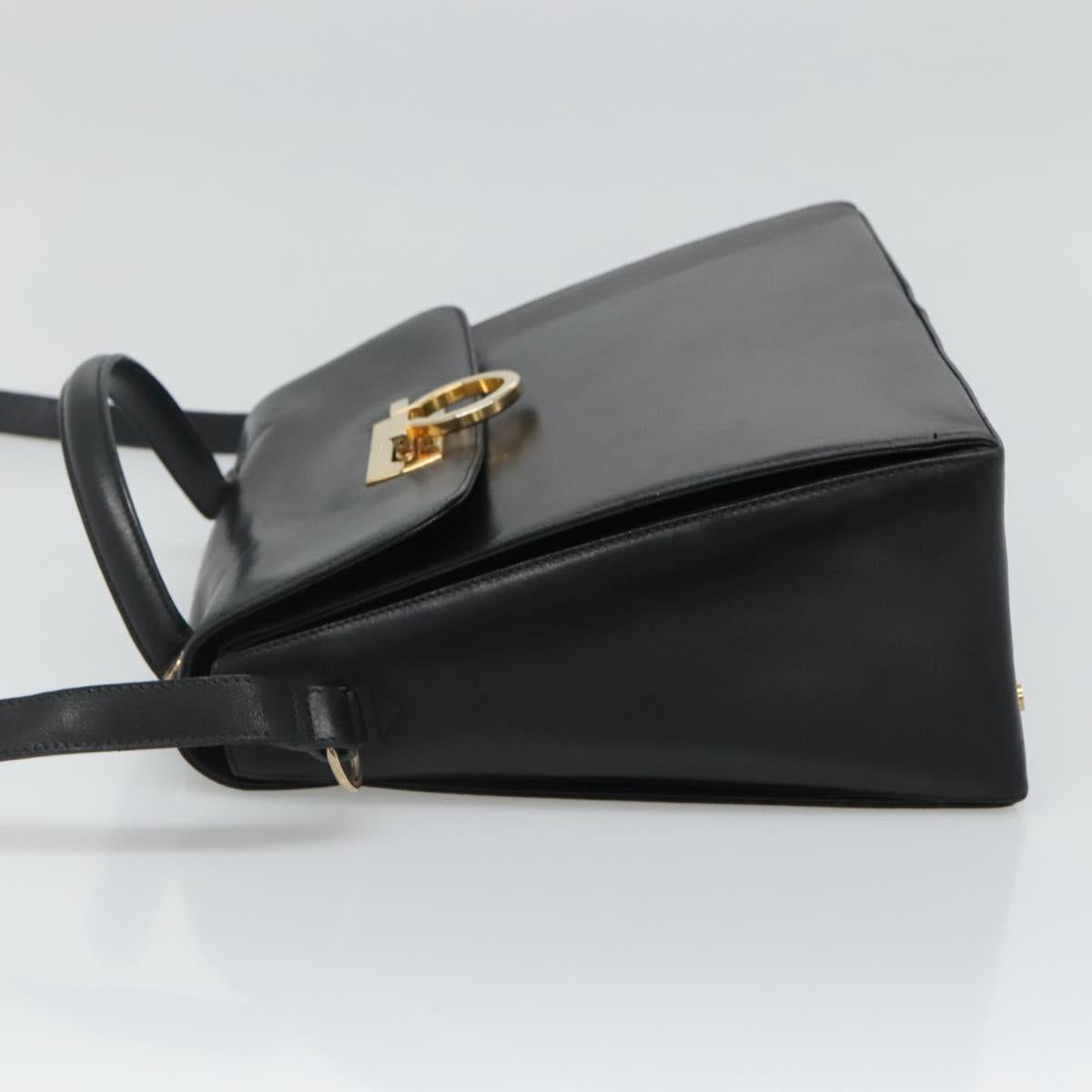 Salvatore Ferragamo Gancini, Black, Leather, handbag