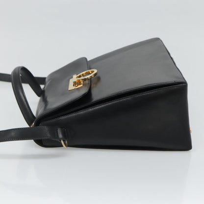 Salvatore Ferragamo Gancini, Black, Leather, handbag