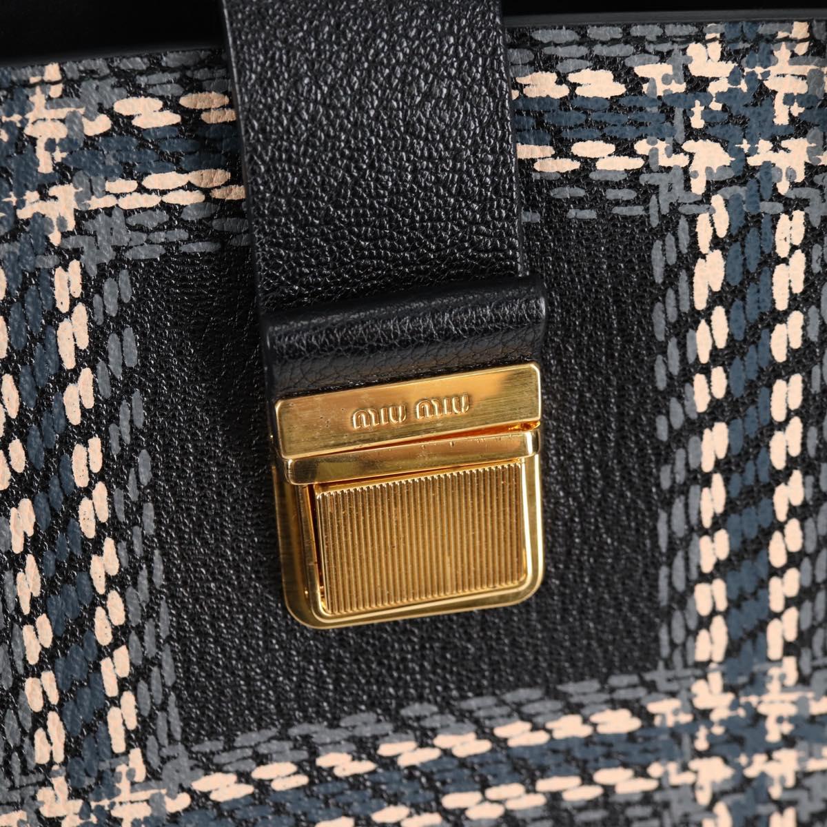 Miu Miu Madras, Black, Leather, tote