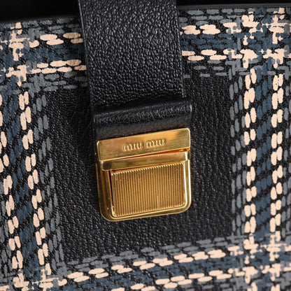 Miu Miu Madras, Black, Leather, tote