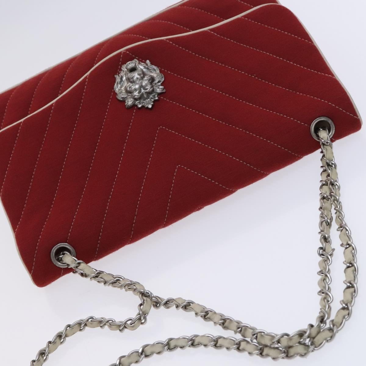 Chanel Chevron Quilted Leo Lion Single Flap Bag Jersey and leather, RED, CANVAS, Handbag
