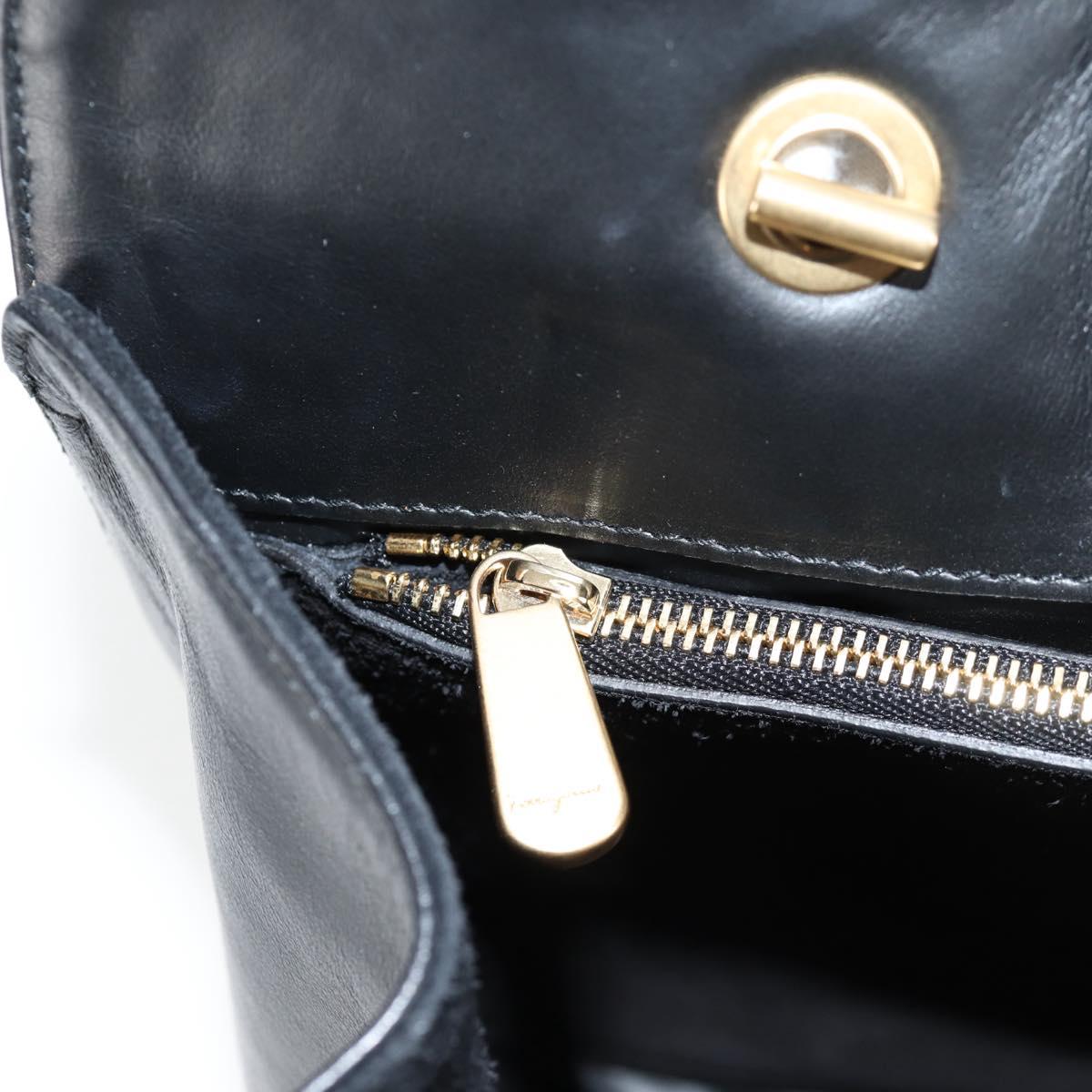 Salvatore Ferragamo Gancini, Black, Leather, tote
