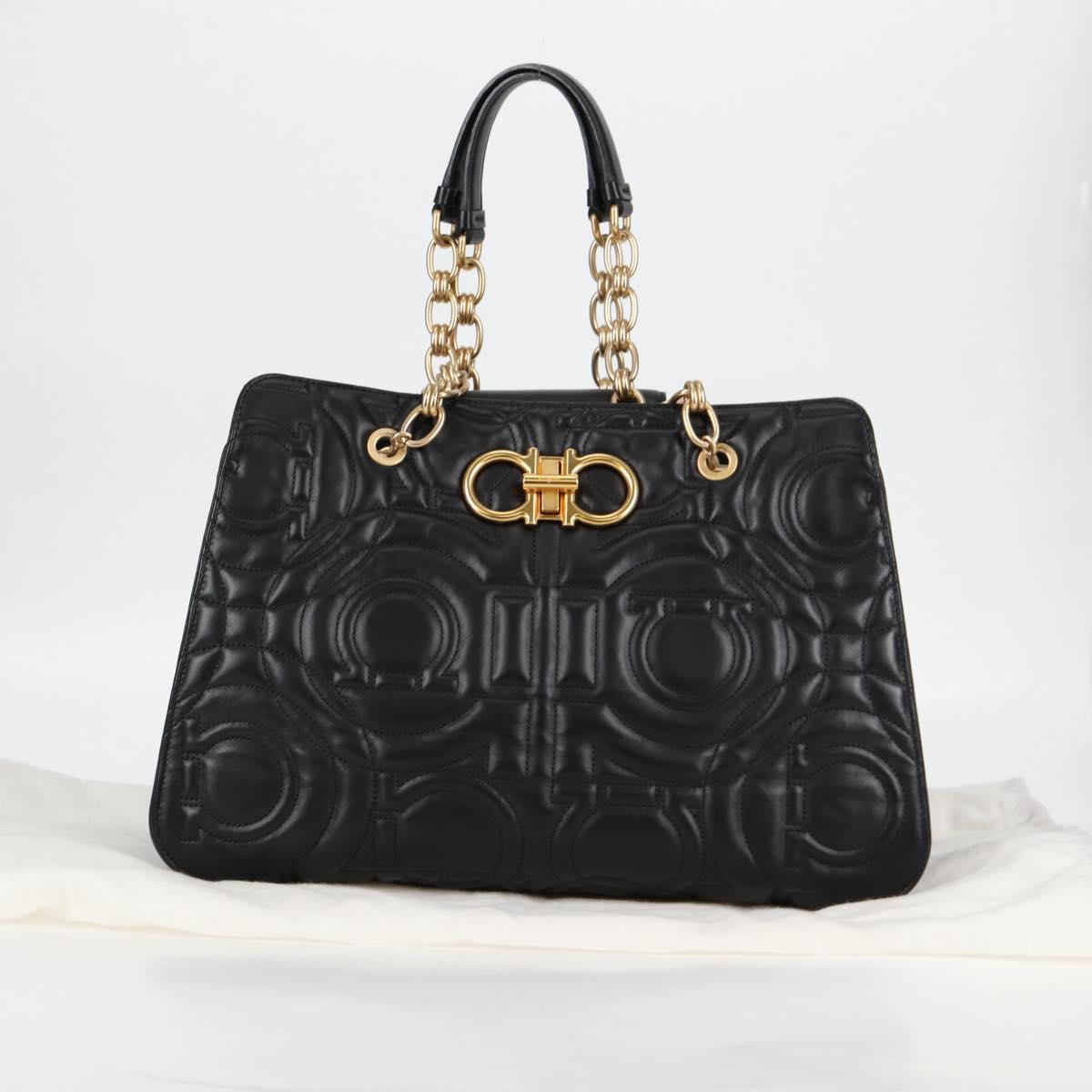 Salvatore Ferragamo Gancini, Black, Leather, tote