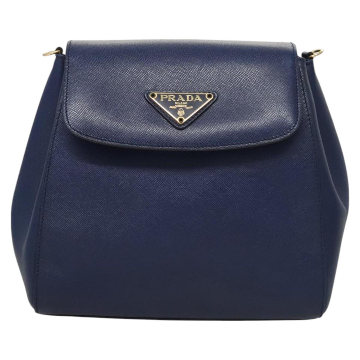 Prada Cleo, Navy, Leather, clutch