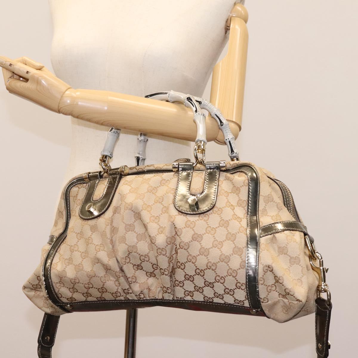 Gucci Bamboo, Beige, Canvas, handbag