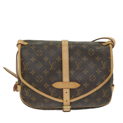 Louis Vuitton Saumur, Brown, Canvas, shoulder