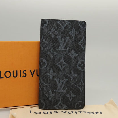 Louis Vuitton Brazza, Black, Canvas, wallet