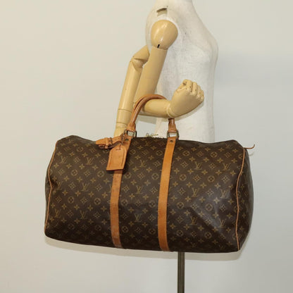 Louis Vuitton Keepall 55, Brown, Canvas, travel