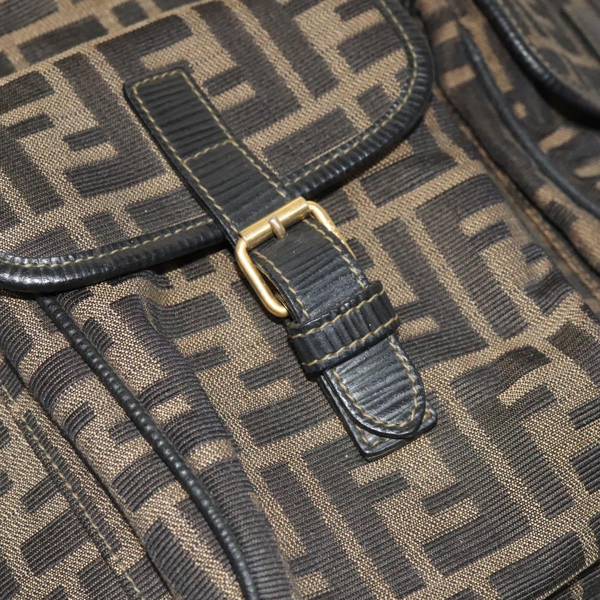 Fendi Zucca, Brown, Canvas, backpack