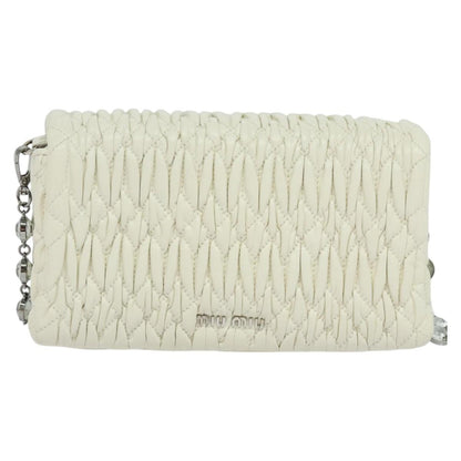 Miu Miu Crystal, White, Leather, shoulder