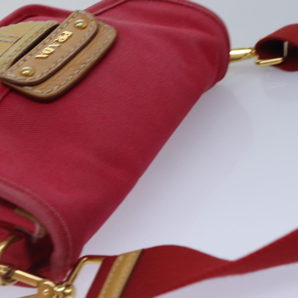 Prada, Red, Canvas, shoulder
