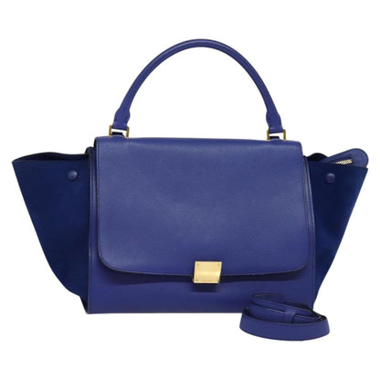 Céline Trapèze, Blue, Leather, handbag