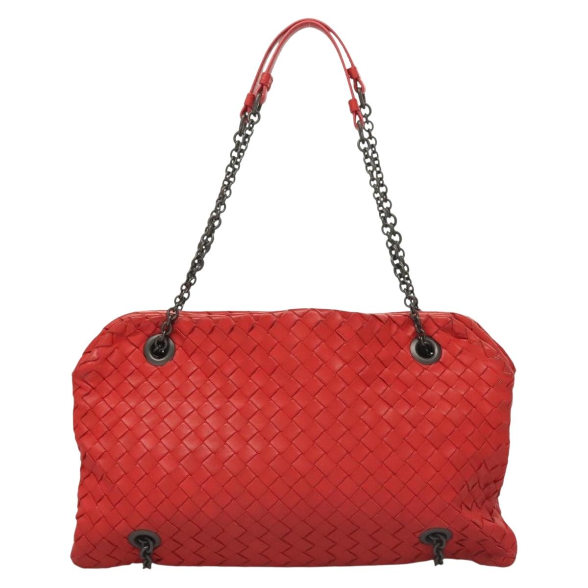 Bottega Veneta Intrecciato, Red, Leather, shoulder