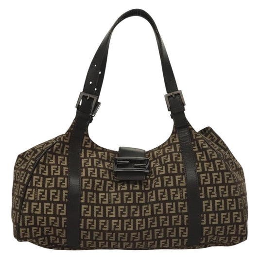 Fendi Zucchino, Brown, Canvas, shoulder