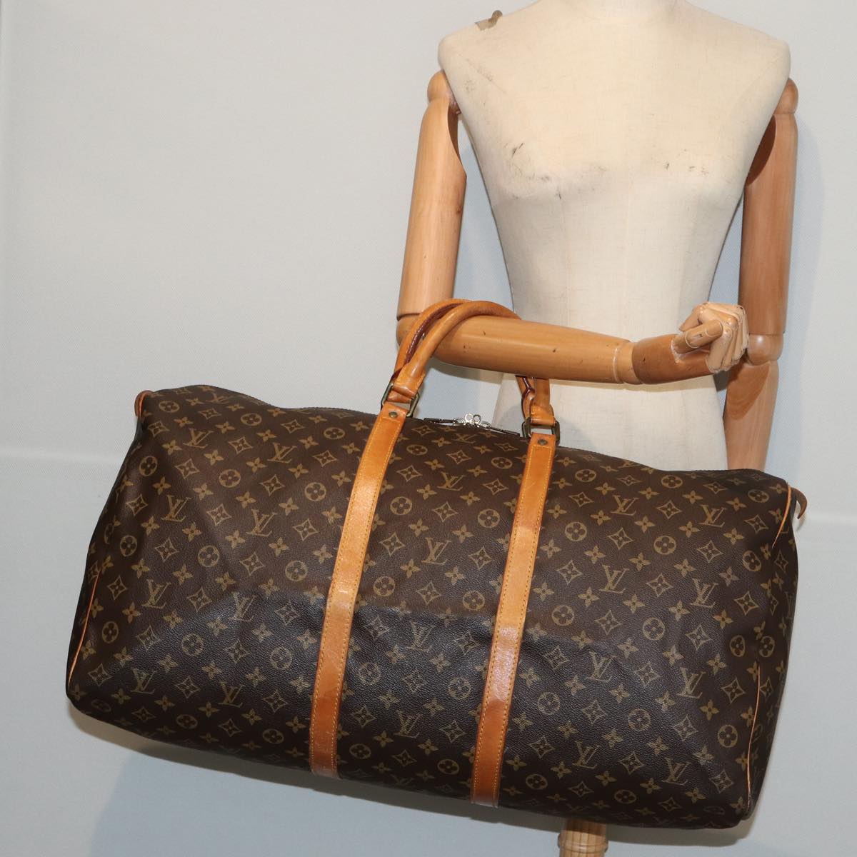 Louis Vuitton Keepall 60, Brown, Canvas, travel