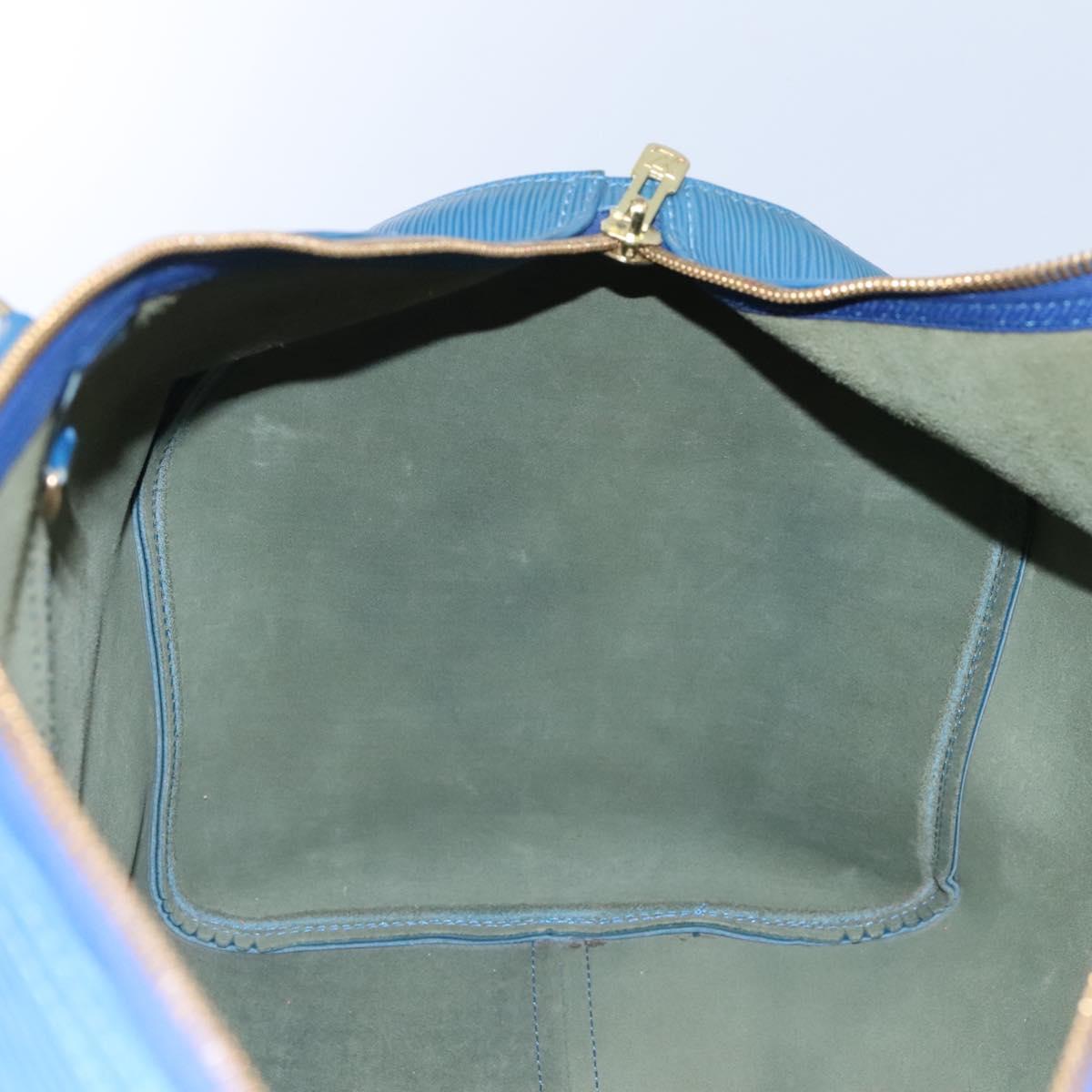 Louis Vuitton Keepall 55, Blue, Leather, travel