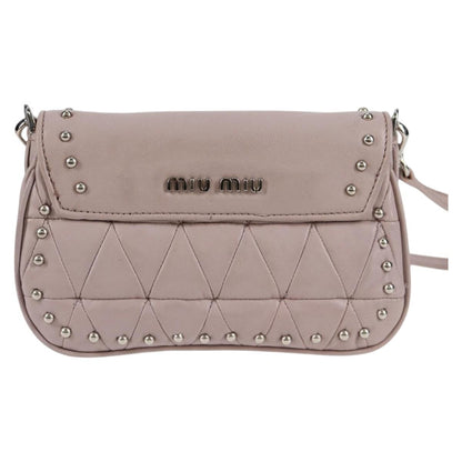 Miu Miu Studded, Pink, Leather, shoulder