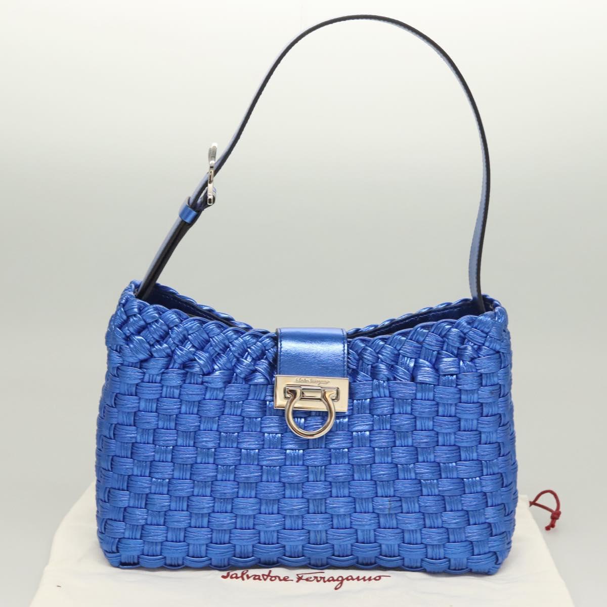 Salvatore Ferragamo Gancini, Blue, Leather, shoulder