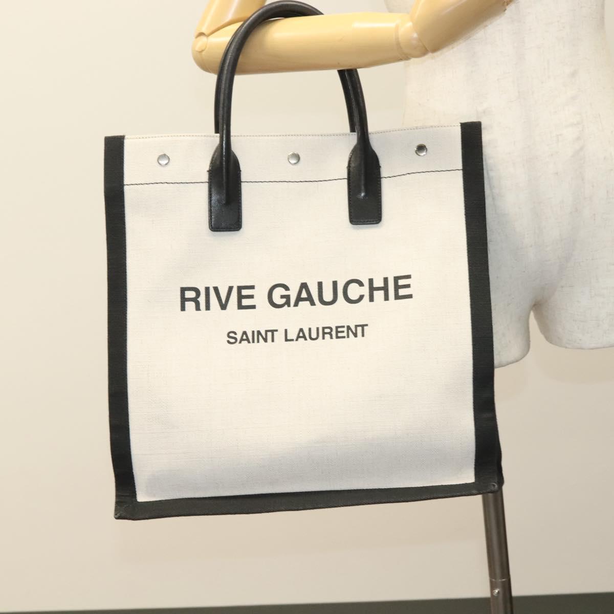 Saint Laurent Rive Gauche, White, "CANVAS, LEATHER", handbag