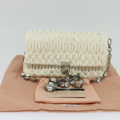 Miu Miu Crystal, White, Leather, shoulder