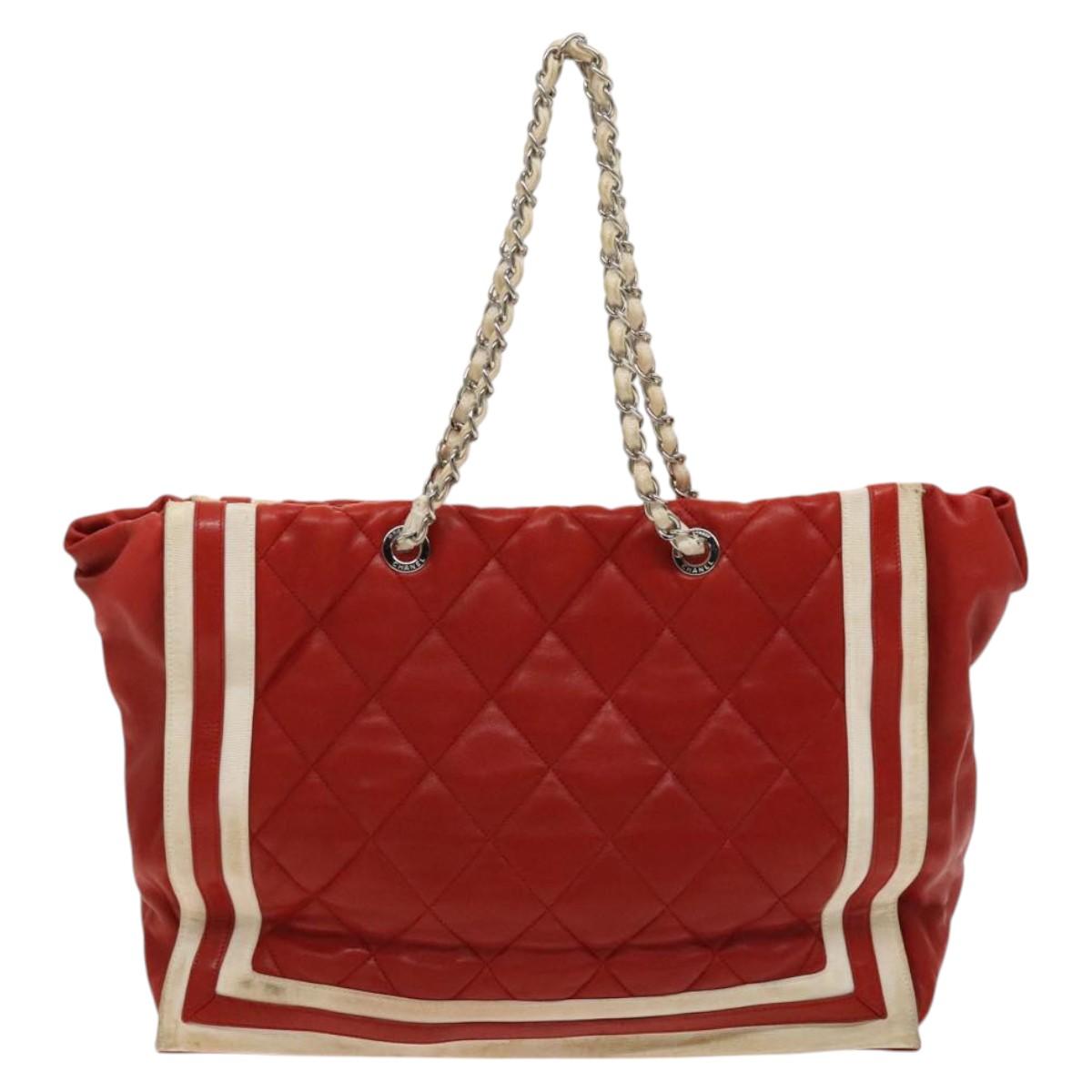 Chanel Coco Mark, Red, Leather, tote