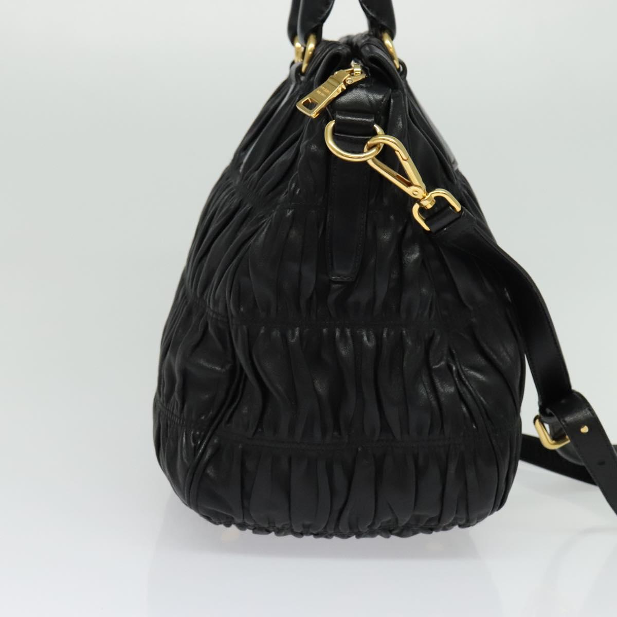 Prada Gaufre, Black, Leather, handbag