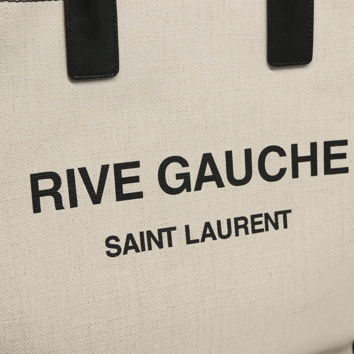 Saint Laurent Rive Gauche, White, "CANVAS, LEATHER", handbag