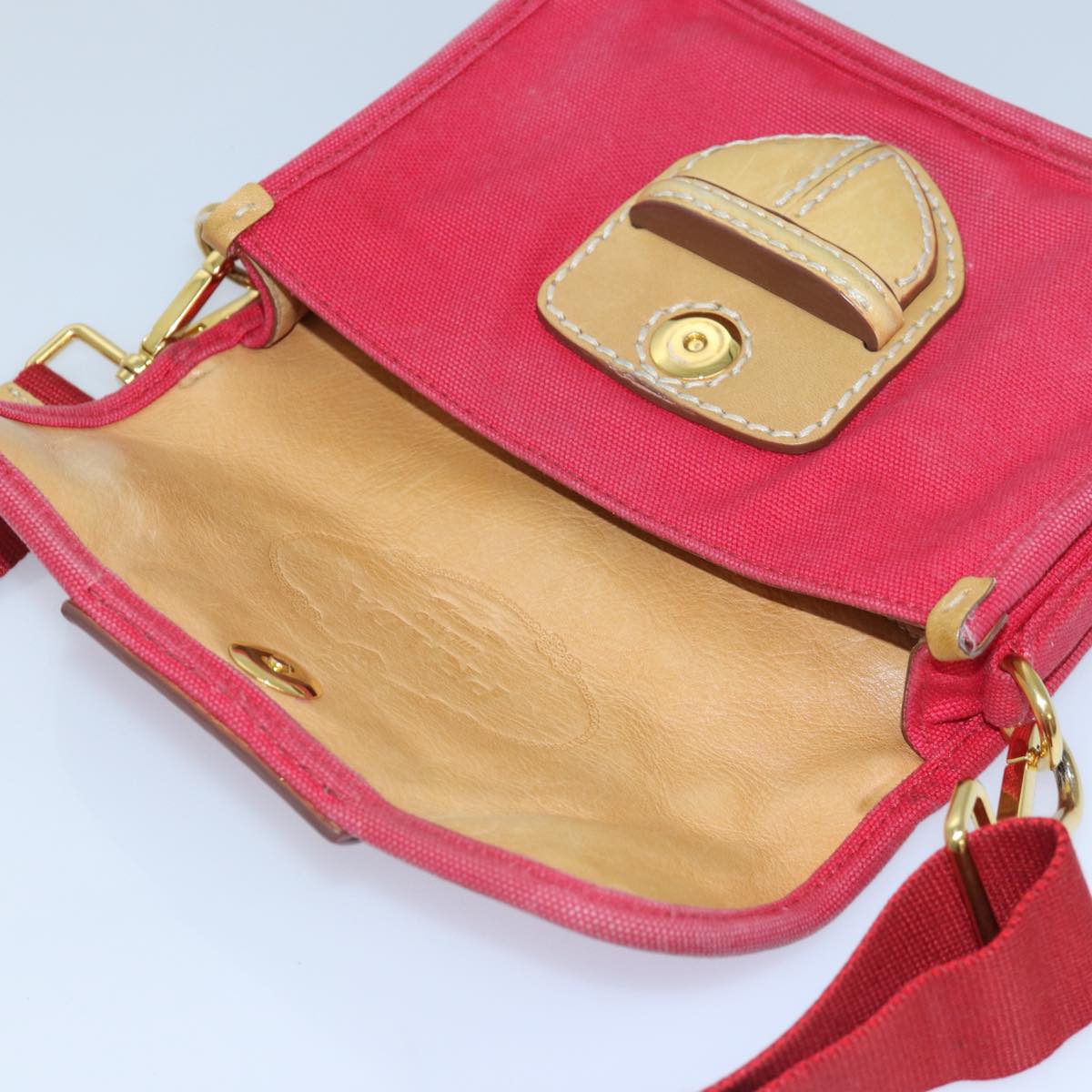 Prada, Red, Canvas, shoulder