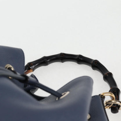 Gucci Bamboo, Blue, Leather, handbag