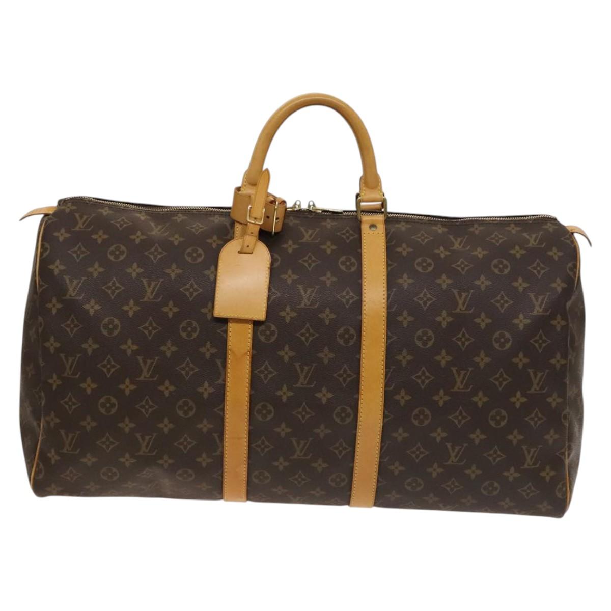 Louis Vuitton Keepall 55, Brown, Canvas, travel