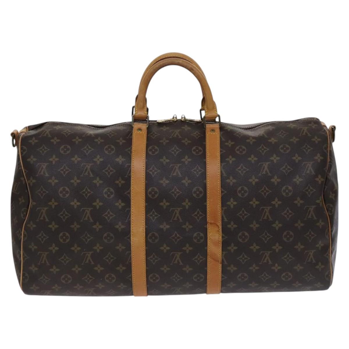 Louis Vuitton Keepall Bandouliere 55, Brown, Canvas, travel