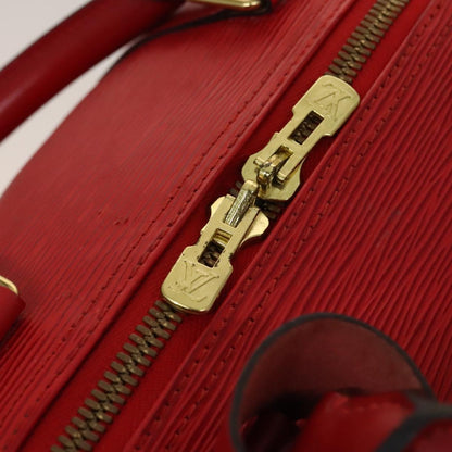 Louis Vuitton Keepall 55, Red, Leather, travel