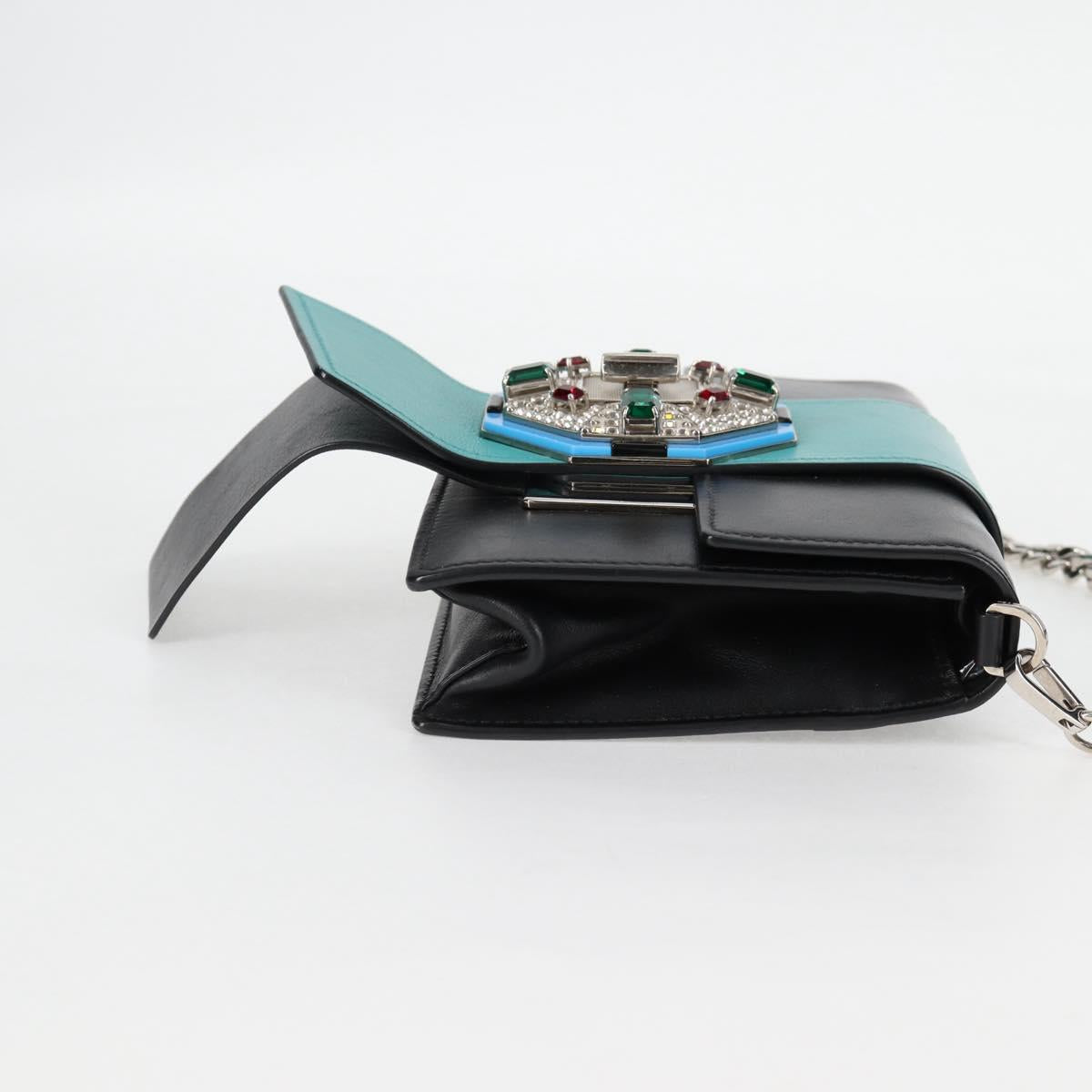 Prada Ribbon, Black, Leather, shoulder