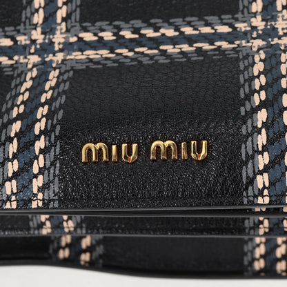 Miu Miu Madras, Black, Leather, tote