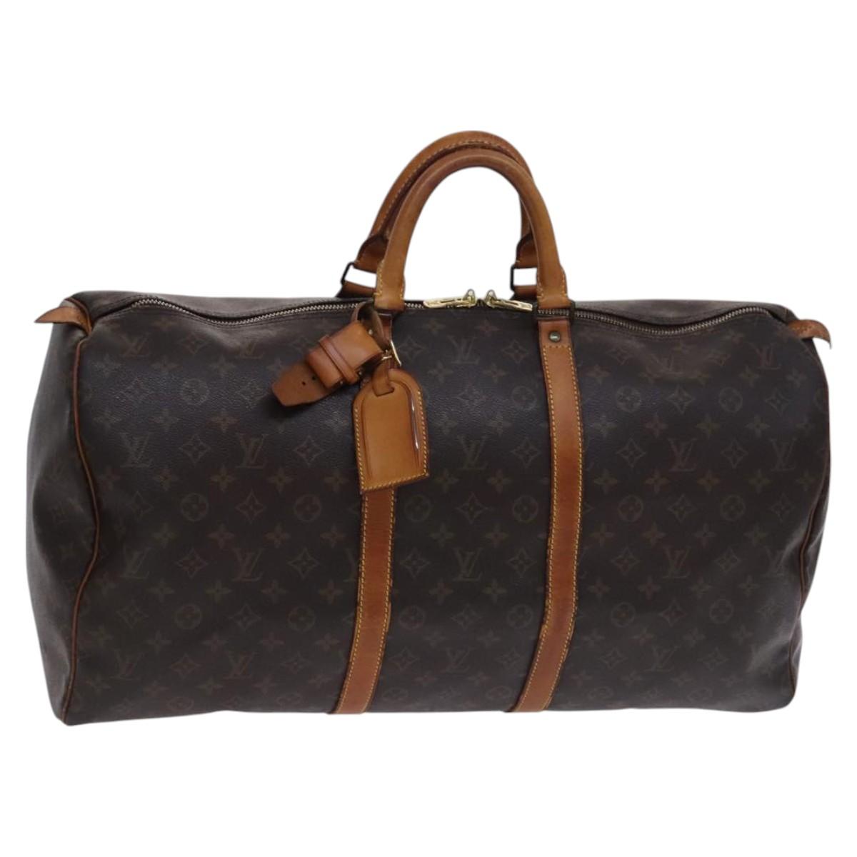 Louis Vuitton Keepall 55, Brown, Canvas, travel