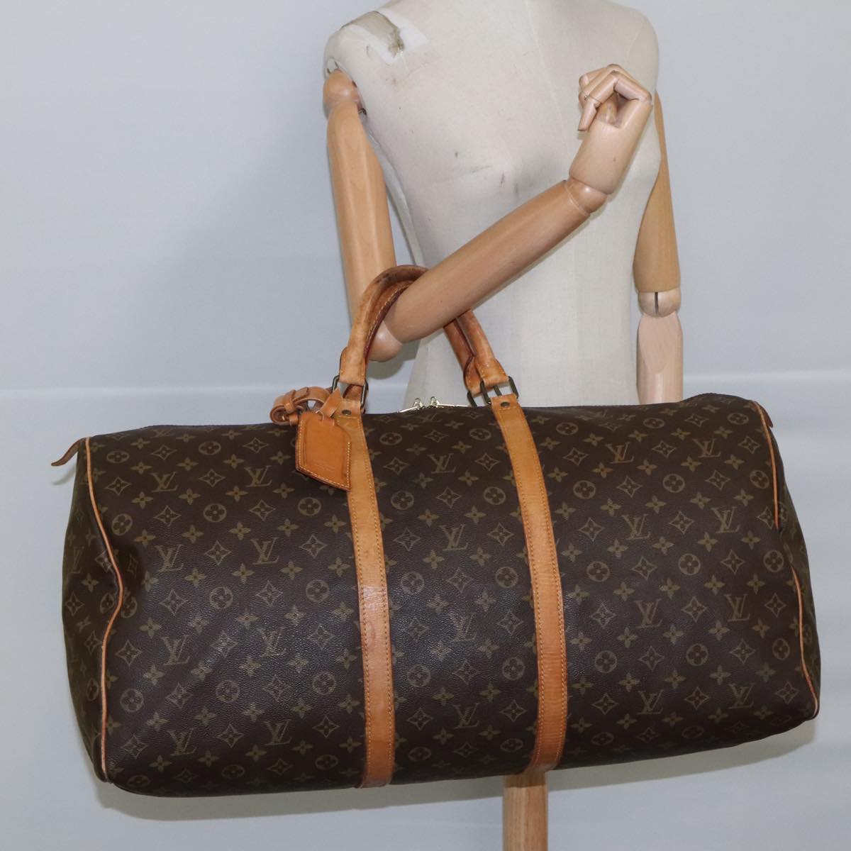 Louis Vuitton Keepall 60, Brown, Canvas, travel