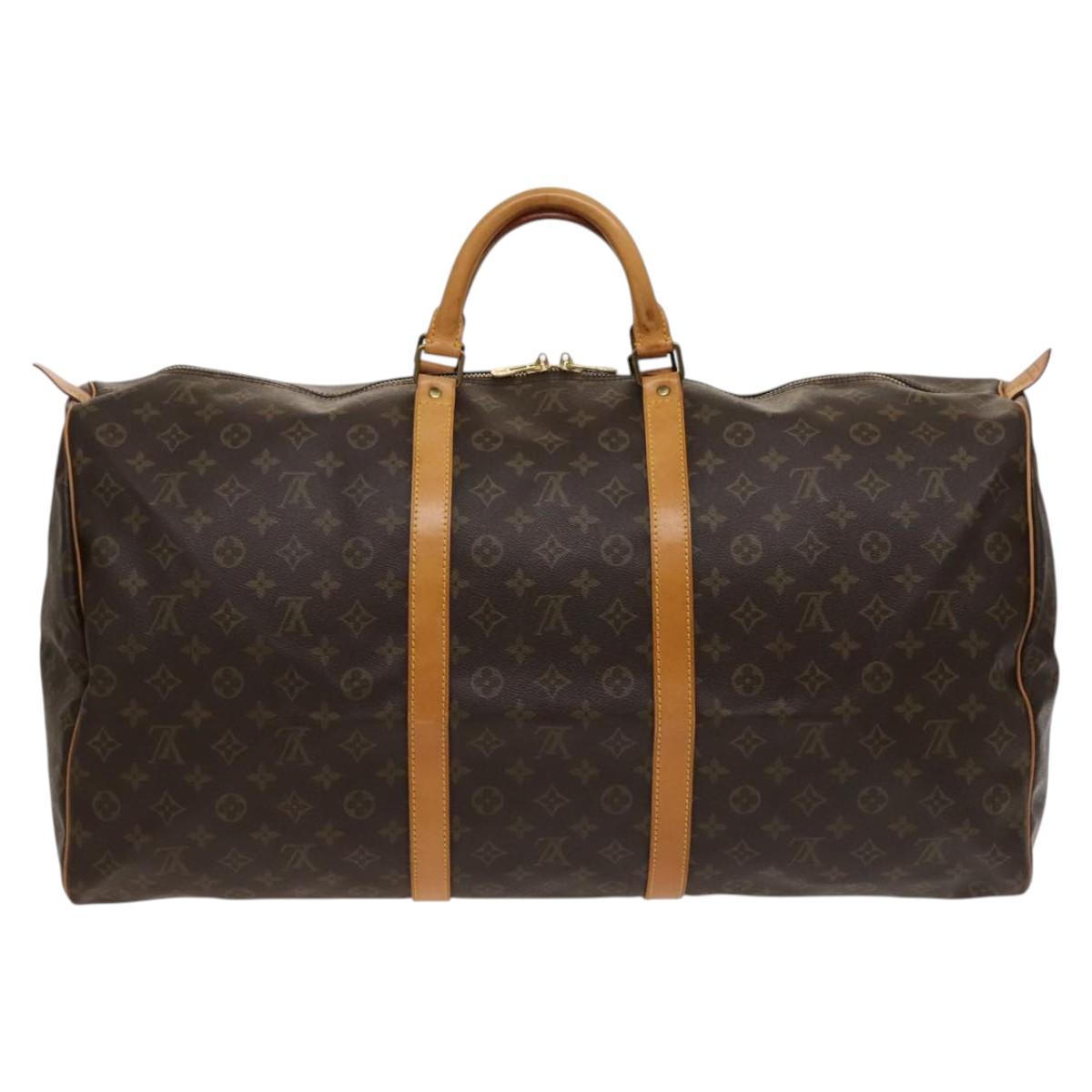 Louis Vuitton Keepall 60, Brown, Canvas, travel