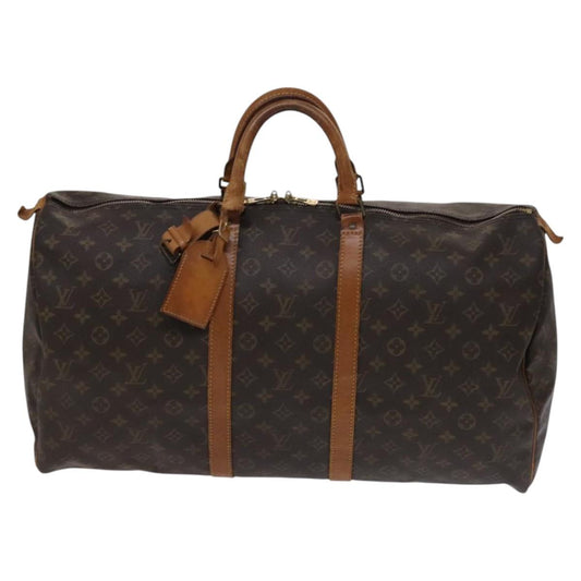 Louis Vuitton Keepall 55, Brown, Canvas, travel