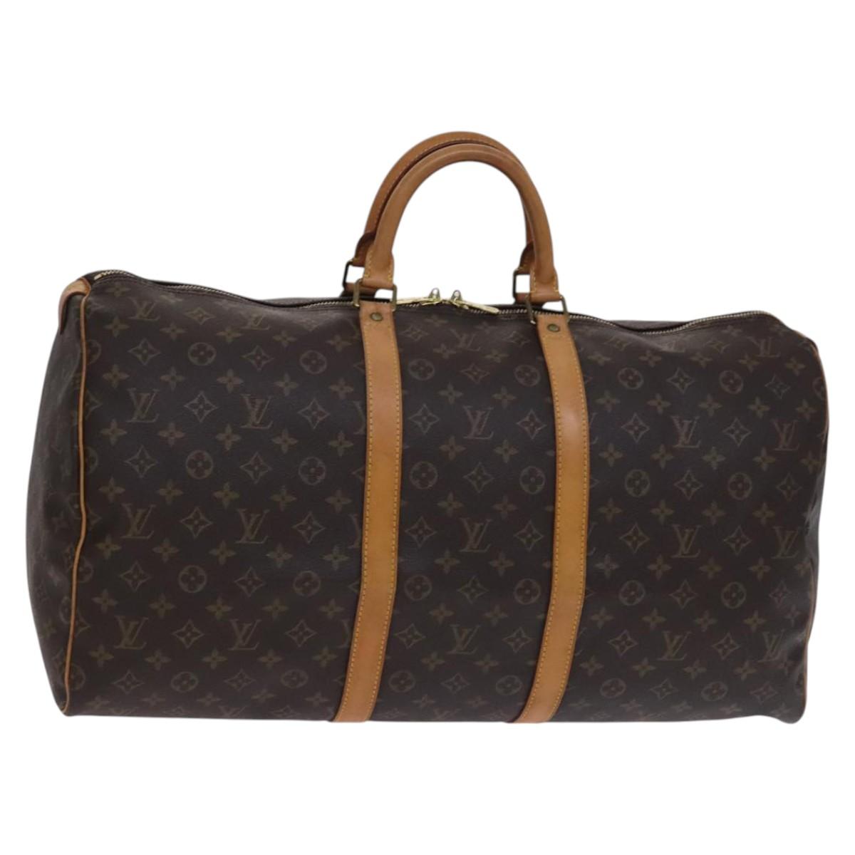 Louis Vuitton Keepall 55, Brown, Canvas, travel