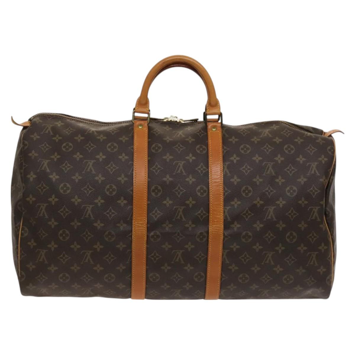Louis Vuitton Keepall 55, Brown, Canvas, travel