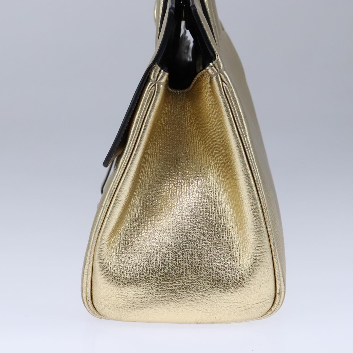 Salvatore Ferragamo Gancini, Gold, Leather, handbag