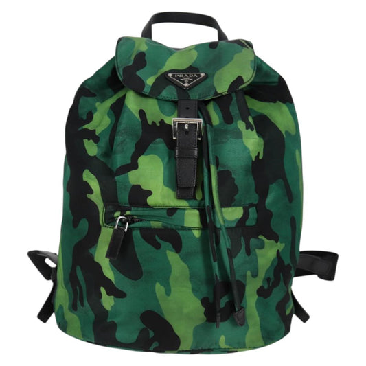 Prada, Green, NYLON, backpack